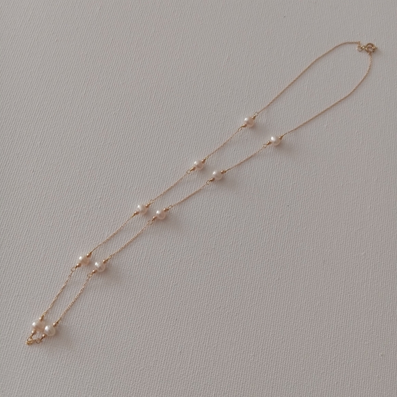 14k gold and freshwater pearl necklace - Picture 5 of 8